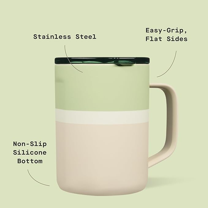 Corkcicle Classic Coffee Mug - Triple Insulated Stainless Steel for Travel - Shatter-Proof Lid - Keeps Drink Hot Over 3 Hours - Holiday Mug Gift - Great for Gifting Warmth - 16 oz - Grogu