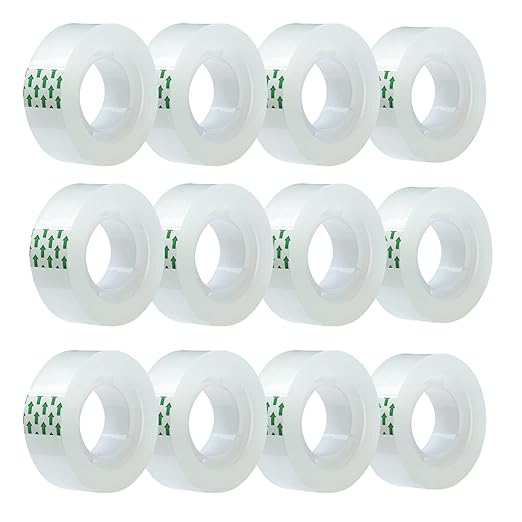 Clear Tape Refills Rolls for Dispenser, Transparent Tape, 12 Rolls, 1 inch Core, 3/4 inch x 900 inches
