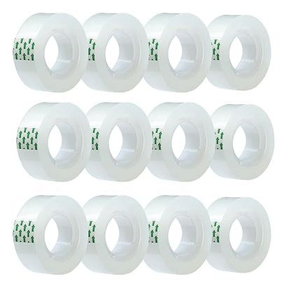 Clear Tape Refills Rolls for Dispenser, Transparent Tape, 12 Rolls, 1 inch Core, 3/4 inch x 900 inches