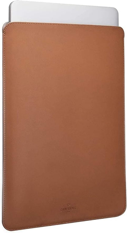 Comfyable Laptop Sleeve 14 Inch Precisely Compatible with MacBook Pro M4 M3 M2 M1 Pro/Max 2024, Faux Leather Cover Case 14 in, Brown