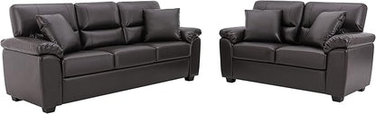 Morden Fort Faux Leather Love seat and Sofa Set, Modern Luxury and Comfy Furniture Sleeper Couches for Living Room, Apartment, Office, Lounge Room