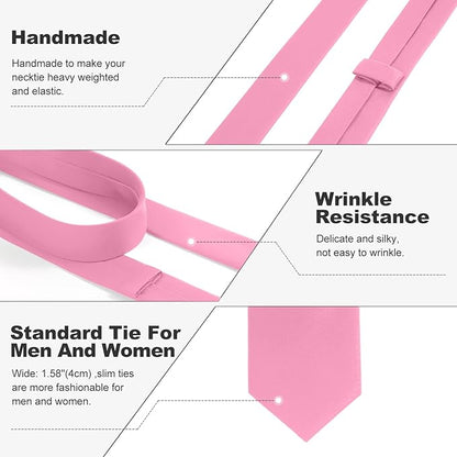 Skinny Ties Black Ties For Men and Women Solid Pure Color 1.58" (4CM) Plain Formal Slim Neckties