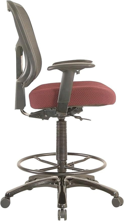 Tempur-Pedic TP8200C Fabric Drafting Stool with Backrest and Footrest with Lumbar Support, with Tempur Material, Cooling Gel Layer, Burgundy
