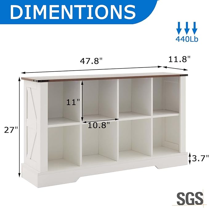 8 Cube Storage Organizer with LED Lights, Wooden Bookcase with Storage, Modern Cube Shelf for Living Room, Bedroom, Home Office - White