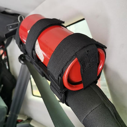 Universal Fire Extinguisher Straps Adjustable Roll Bar Mount 3 lb Fire Extinguisher Holder for Boat Wrangler Car Truck UTV Vehicles Roll Cage Interior Accessories Home Office,Black Strap Only