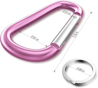 sprookber 3" Aluminum Carabiner D Ring, Caribeener Clips, Spring Snap Hook for Keychain Clip, Set of 10