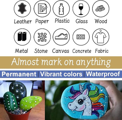 Paint Pens Paint Markers - Yellow Permanent Markers 8 Pack, Oil Based Waterproof Quick Dry Medium Tip Marker Pen for Metal, Wood, Fabric, Plastic, Rock, Stone, Mugs, Canvas, Glass, Art Craft