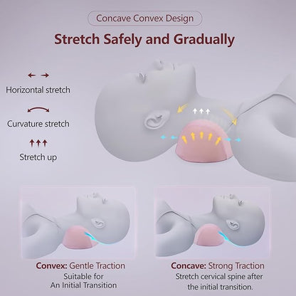 ComfortLife Small Neck Stretcher Pillow for Pain Relief, Medium Soft Cervical Traction Device Neck Mild Support Pillow Foam Cervical Neck Pillow for Tension Muscle Relax Relief (Pink)
