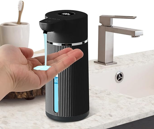 Automatic soap Dispenser,rechargeability touchless Dish Soap Dispenser，4-Level Adjustable，for Kitchen, Bathroom, Hotel, Restaurant (Liquid Black)