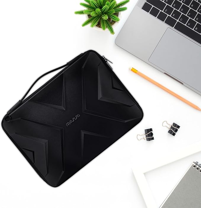 MOSISO Hard Shell Laptop Sleeve Shoulder Bag, 15.6 inch Computer Bag Compatible with MacBook, HP, Dell, Lenovo, Asus, Notebook, 16 inch Symmetric Geometric Waterproof EVA Carrying Case, Black