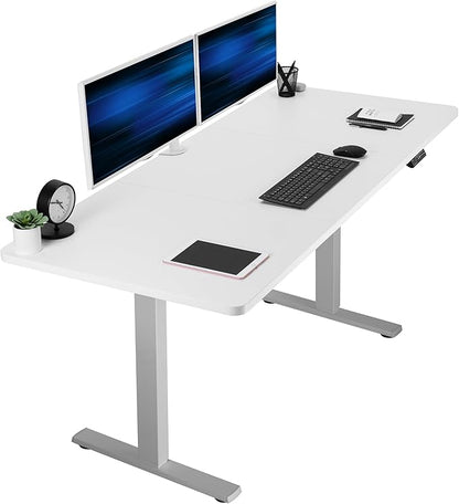 VIVO Electric 71 x 30 in Standing Desk, Memory Height Adjustment, 1B Series, White Top Gray Frame, DESK-KIT-1G7W