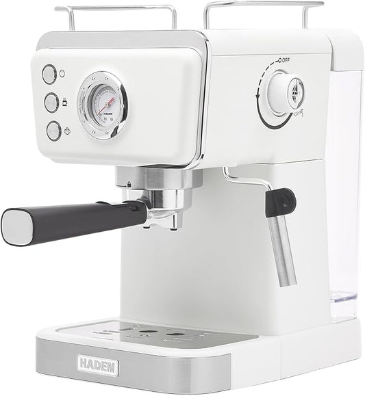 HADEN Barista Brew Espresso Coffee Machine, Stainless Steel Espresso Maker with Milk Frother and Steamer Function and 1.5L Water Tank, Ivory & Copper