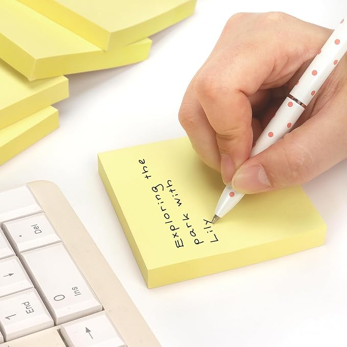 Sticky Notes 3x3 Self-Stick Notes Pads with 6 Bright Colors, Easy to Post for Office, School, Home, 6 Pads/Pack, 100 Sheets/Pad (Yellow)