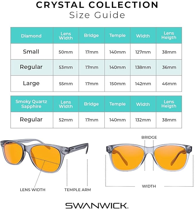 Swanwick Crystal Night Swannies - 99% Premium Blue Light Blocking Glasses, Anti Glare Anti-Fatigue & Eyestrain for Screens