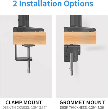 Single Monitor Stand for 13 to 32 inch Screens, Gas Spring Monitor Arm with Swivel, Tilt, Rotation, Height Adjustable, Desk Mount with C-Clamp and Grommet Base, Holds 4.4 to 19.8lbs Screen, Black