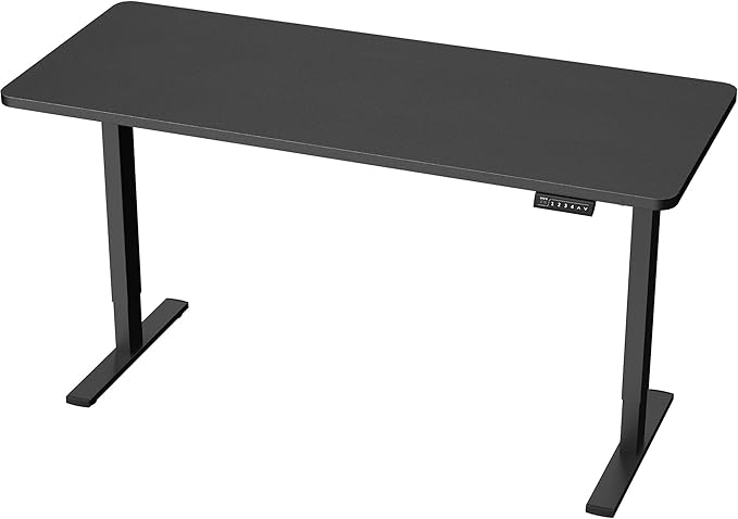 VIVO Electric 60 x 24 in Standing Desk, Memory Height Adjustment, 1B Series, One-Piece Black Top, Black Frame, DESK-KIT-1B6B