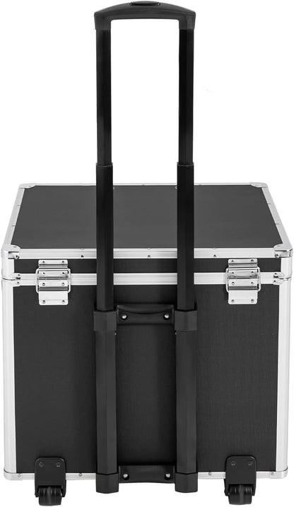 Portable File Box Hand Pull Locking Mobile Business Case with Handle Wheels Modern File Organizer Storage Box with Lock Rolling Wheeled File Cabinet for Office Documents, 19.2 x 15 x 16 Inch Black