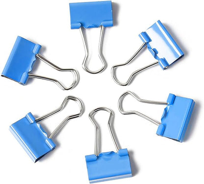 50 Pack Small Blue Binder Clips 3/4 Inch (19 mm), Colored Little Paper Clamps, Tiny Mini Paper Clips for Office Home School Business 0.75"