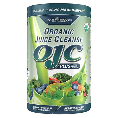 Certified Organic Juice Cleanse OJC Plus Berry Surprise - Purity Products - 30+ Organic Veggies and Fruits - 5 Grams of Fiber - Promotes Energy and Digestive Function - 12.28 oz - 348 g - 30 Servings