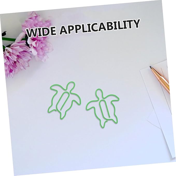 Zerodeko 120pcs Sea Turtle Paperclips Metal Animal Shaped File Clamps Non-Slip Decorative Turtle Clips for Organizing Documents Office School Supplies