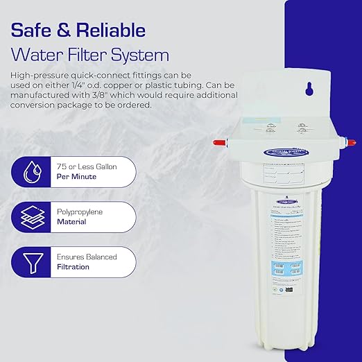 Crystal Quest Smart Ultra in-Line Water Filter System - Filters Up to 20,000 Gallons - Inline Water Filtration for Refrigerator, Ice Maker, Coffee Maker - Compact 6-Stage Home Water Filter