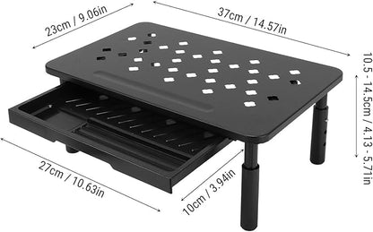 Bewinner Computer Monitor Stand Riser, Desk Organizers and Accessories with Drawer, Office Desk Accessories Metal Printer Laptop Stand20KG Bearing (Black)