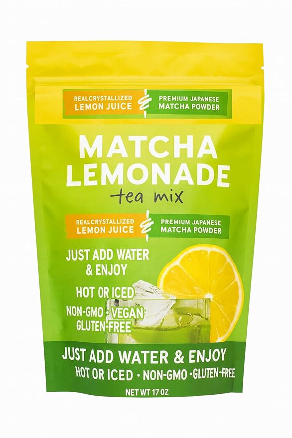 Naturals Instant Matcha Lemonade Tea Mix – Japanese Green Tea Powder with Real Crystallized Lemon Juice, Just Add Water, Enjoy Hot or Iced, Non-GMO, Vegan, Gluten-Free, 17 oz