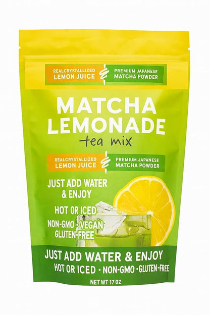 Naturals Instant Matcha Lemonade Tea Mix – Japanese Green Tea Powder with Real Crystallized Lemon Juice, Just Add Water, Enjoy Hot or Iced, Non-GMO, Vegan, Gluten-Free, 17 oz