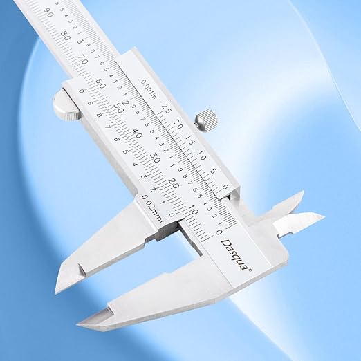 Dasqua Left-Handed 0-6"/0-150mm Monoblock Vernier Caliper Stainless Steel, Dual Unit (in/mm), High Precision with Fine Adjustment, Accuracy ±0.0015"/0.03mm, Graduation: 0.001"/0.02mm