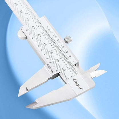 Dasqua Left-Handed 0-6"/0-150mm Monoblock Vernier Caliper Stainless Steel, Dual Unit (in/mm), High Precision with Fine Adjustment, Accuracy ±0.0015"/0.03mm, Graduation: 0.001"/0.02mm