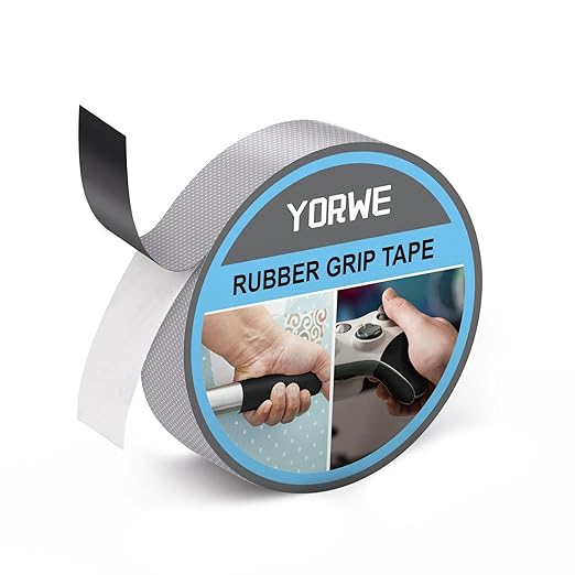 Rubber Grip Tape, Ultra-Thin Strong Adhesive Anti-Slip Waterproof Heat Resistant Wear-Resistant Cushion Pad, Making Handles or Contact Surfaces Safer, with Grip and Comfort (Gray, 1In x 10Ft)