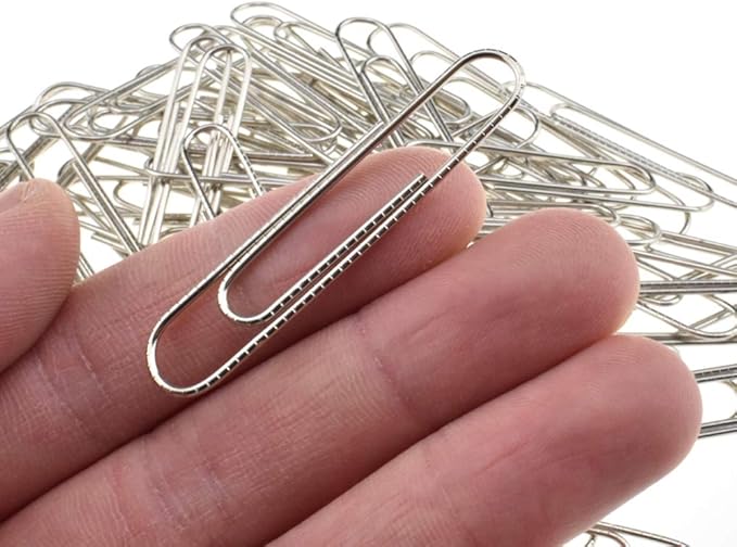 HAHIYO Paperclips Nonskid Large Sturdy 2” Length Paper Clips with Ridges Non Skid Heavy Duty Tight Grip Thick Rust Proof Reusable Metal Bright Silver for Home Office School 100 Pack