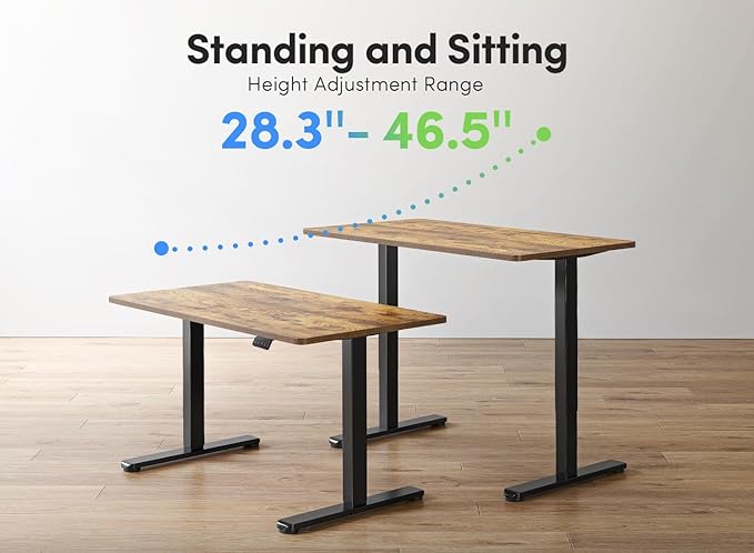 FEZIBO Electric Standing Desk, Height Adjustable Stand up Desk, 60 x 24 Inches Sit Stand Home Office Desk, Computer Desk, Rustic Brown