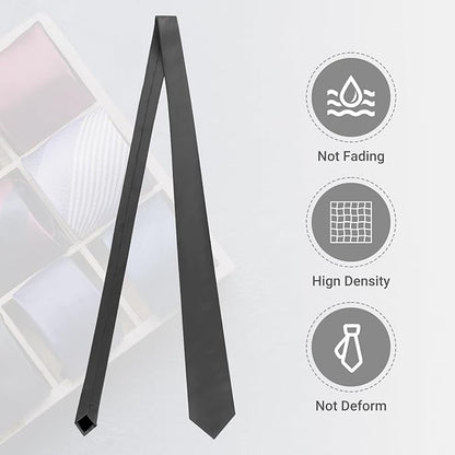 Black Ties For Men Solid Pure Color Formal Neckties 3.15" (8CM) Men's Tie for Business and Wedding with Gift Box