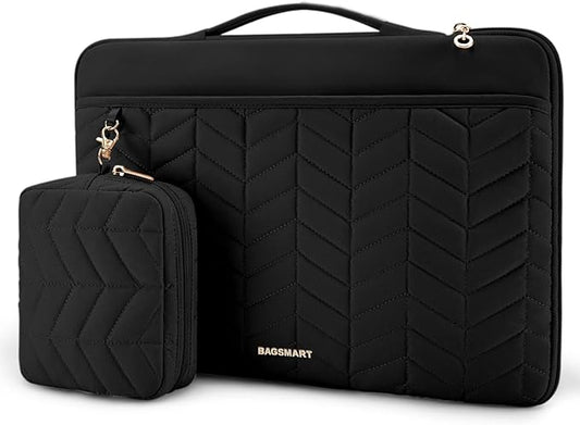 BAGSMART 15-16 inch Laptop Case with Handle, Puffy Padded Sleeve Compatible for MacBook Air 15.6 inch, MacBook pro 16 inch, Dell, HP Computers