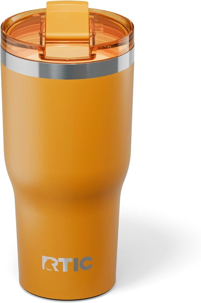 RTIC 30oz Essential Tumbler with Lid, Ceramic Lined, Insulated, Stainless Steel, Metal, Double Wall Vacuum-Insulation, Travel Cup for Iced Coffee, Tea, Hot and Cold Drink, Harvest