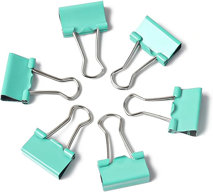 50 Pack Small Green Binder Clips 3/4 Inch (19 mm), Colored Little Paper Clamps, Tiny Mini Paper Clips for Office Home School Business 0.75"