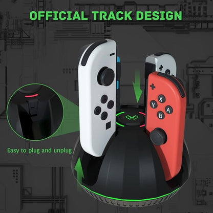 Switch Controller Charging Dock for Nintendo OLED Joycon, Charger Station with Switch 1 JoyCon, 4 in 1 Joycon Charging Dock for Joy Con with LED Indication and USB Type-C Charger Cable