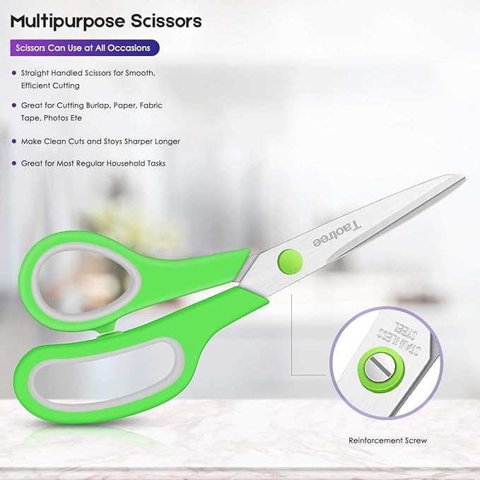 Scissors Bulk 40-Pack, Taotree 8" All Purpose Scissors, Soft Comfort-Grip Stainless Steel Sharp Shears for School Supplies Office Desk Home, Classroom Teacher Sewing Fabric Craft, Right/Left Handed