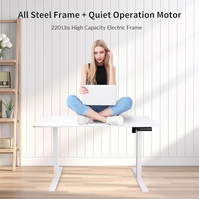 Electric Adjustable Standing Desk Frame Workstation,Up to 47.2",Ergonomic Standing Up Desk Base with Memory Controller,White Frame Only