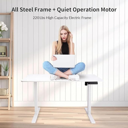 Electric Adjustable Standing Desk Frame Workstation,Up to 47.2",Ergonomic Standing Up Desk Base with Memory Controller,White Frame Only