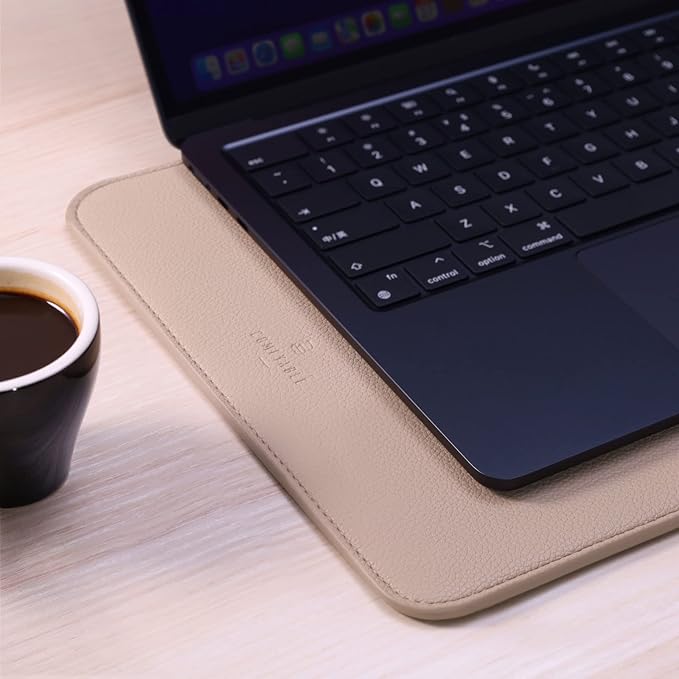 Comfyable Laptop Sleeve 13 Inch Precisely Compatible with MacBook Air M4 2025-2018 & MacBook Pro M2 2022 M1 2020-2016, Faux Leather Cover Case, Sand