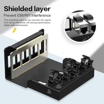 4 Port Patch Panel CAT6A Keystone Patch Panel (EC Listed) Shielded Network Patch Patch for Home/Office (1U 4Port, CAT6A)