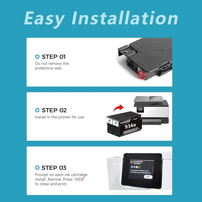 936e 936XL Ink Cartridges Combo Pack with Chip High Yield Replacement for HP 936e 936XL Ink Cartridge Work for OfficeJet Pro 9120e 9125e 9135e 9110b 9130b 9128e 9130b 9122e Wide Format 9730e (4PACK)