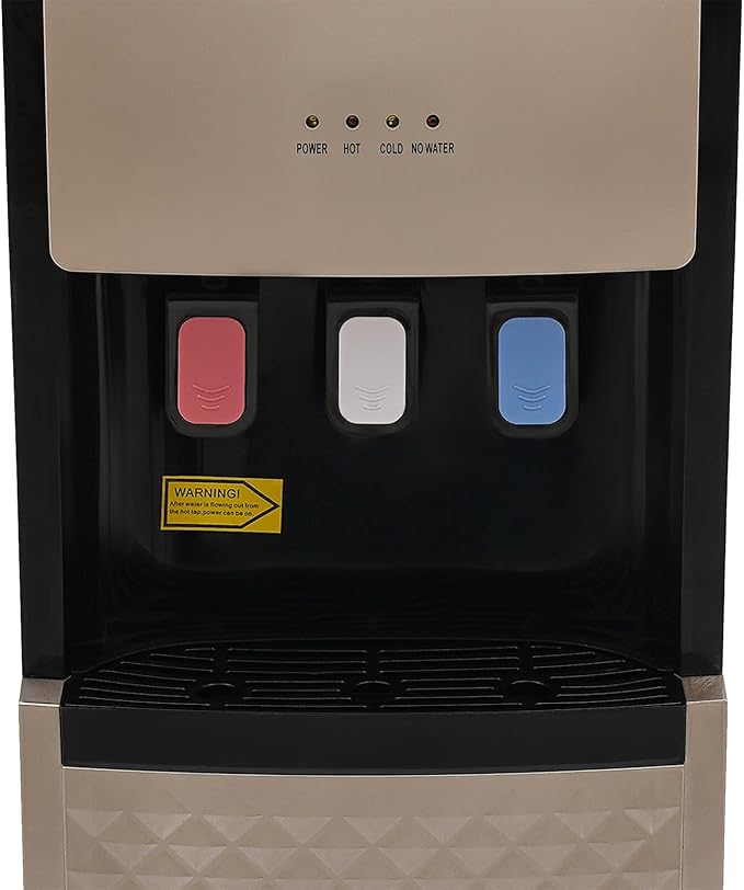 TFCFL Bottom Loading Water Cooler Dispenser with 3 Temperature Settings of Hot, Cold, Room Water, Floor Standing Hot and Cold Water Dispenser, Home Standing Water Dispenser (Champagne Gold)