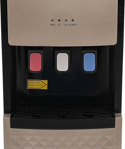 Bottom Loading Water Dispenser, 110V Hot & Cold Water Cooler Dispenser Standing Hot & Cold Water Dispenser with 3 Temperature Settings for Home, Kitchen, Office (Champaign Gold)