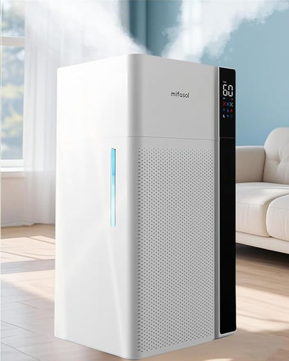 Mifasol Humidifier Large Room Warm and Cool Mist, 5.3Gal/20L Humidifiers for Home 1500 sq ft, Double Nozzles Whole House Humidifier, Humidifiers for Bedroom Plants Office Commercial Large Areas, White