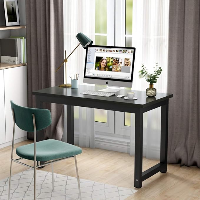 Tribesigns Computer Desk, 47 inch Modern Simple Office Desk Computer Table Study Writing Desk for Home Office, Black