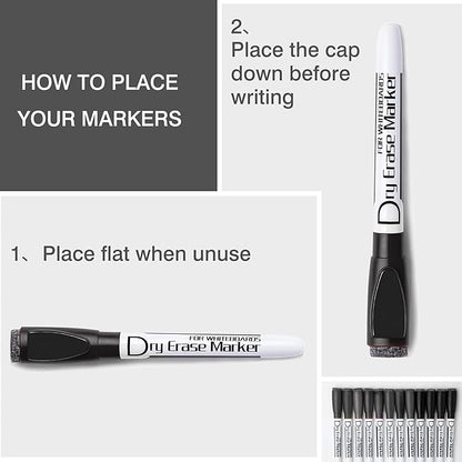 Volcanics Magnetic Dry Erase Markers With Eraser Low Odor Fine Tip Whiteboard Markers White Board Pens for Office Home and School, Pack of 90, Black