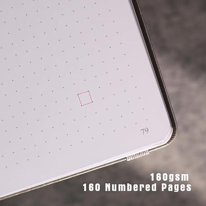 TIEFOSSI Dotted Journal Notebook, Dot Grid Notebook for Women Men, Hardcover PU Leather Journal, 160 GSM Thick Paper, 160 Numbered Pages with Gold Edges, 8 x 8 Square Diary